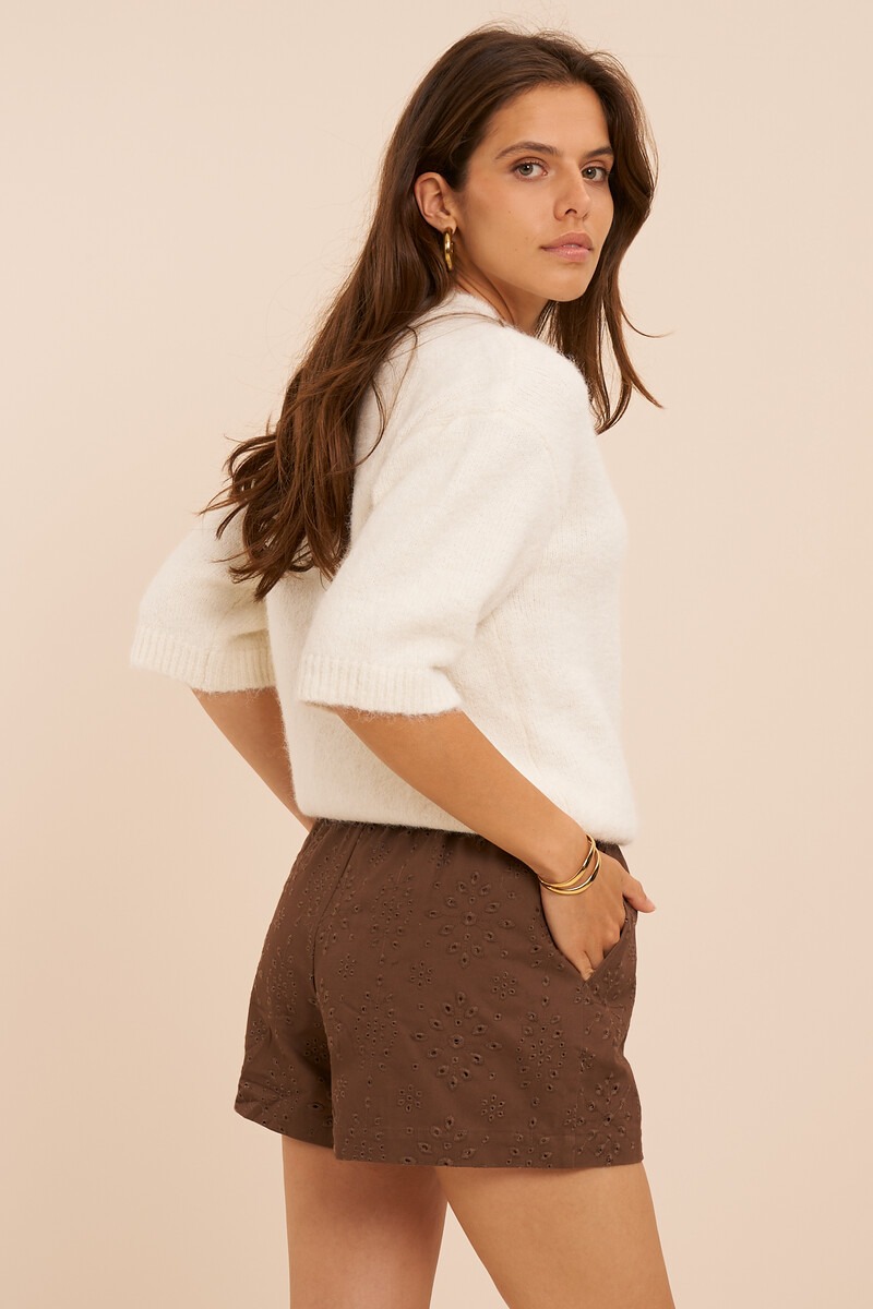Brown shorts with embroidery anglaise | My Jewellery