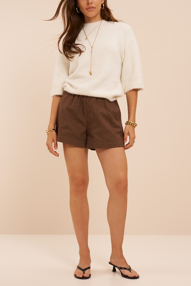 Brown shorts with embroidery anglaise | My Jewellery