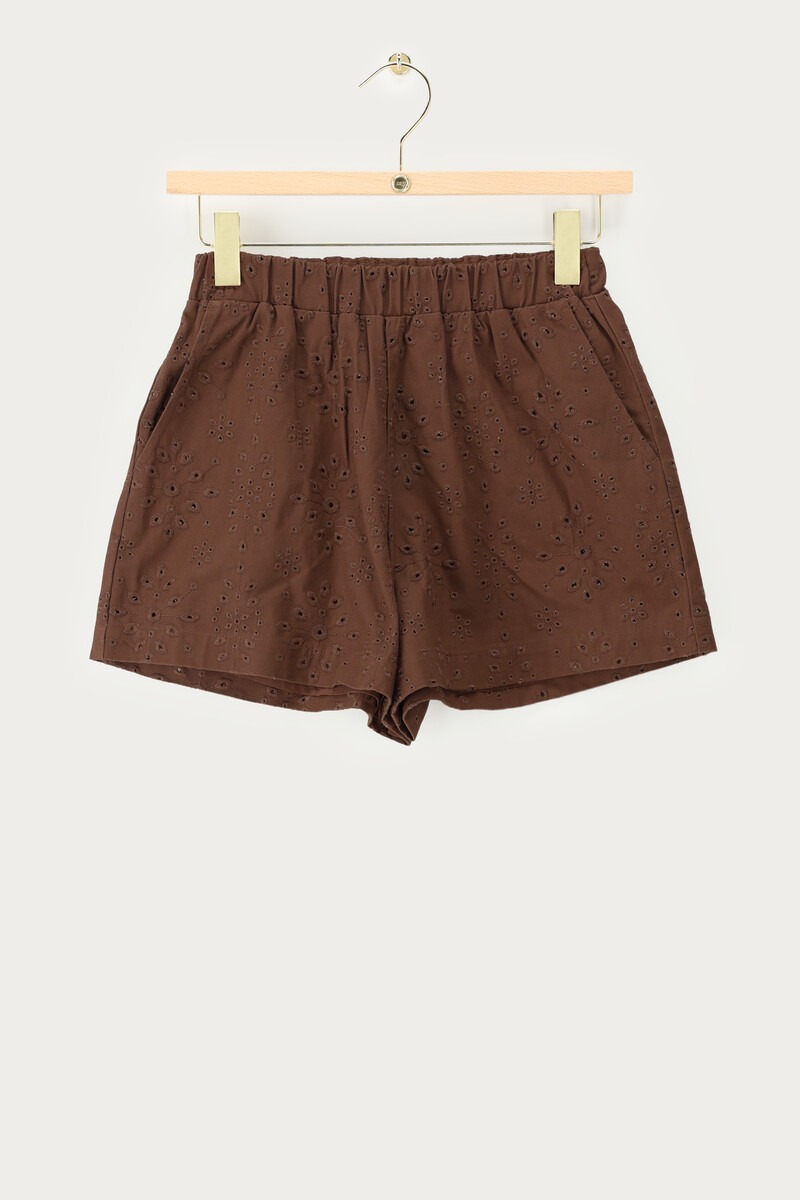 Brown shorts with embroidery anglaise | My Jewellery