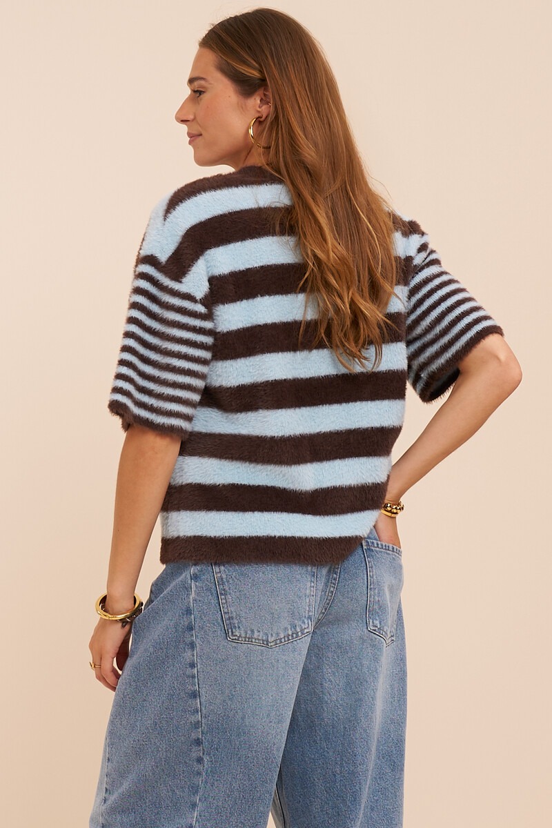 Brown shortsleeve striped knit | My Jewellery