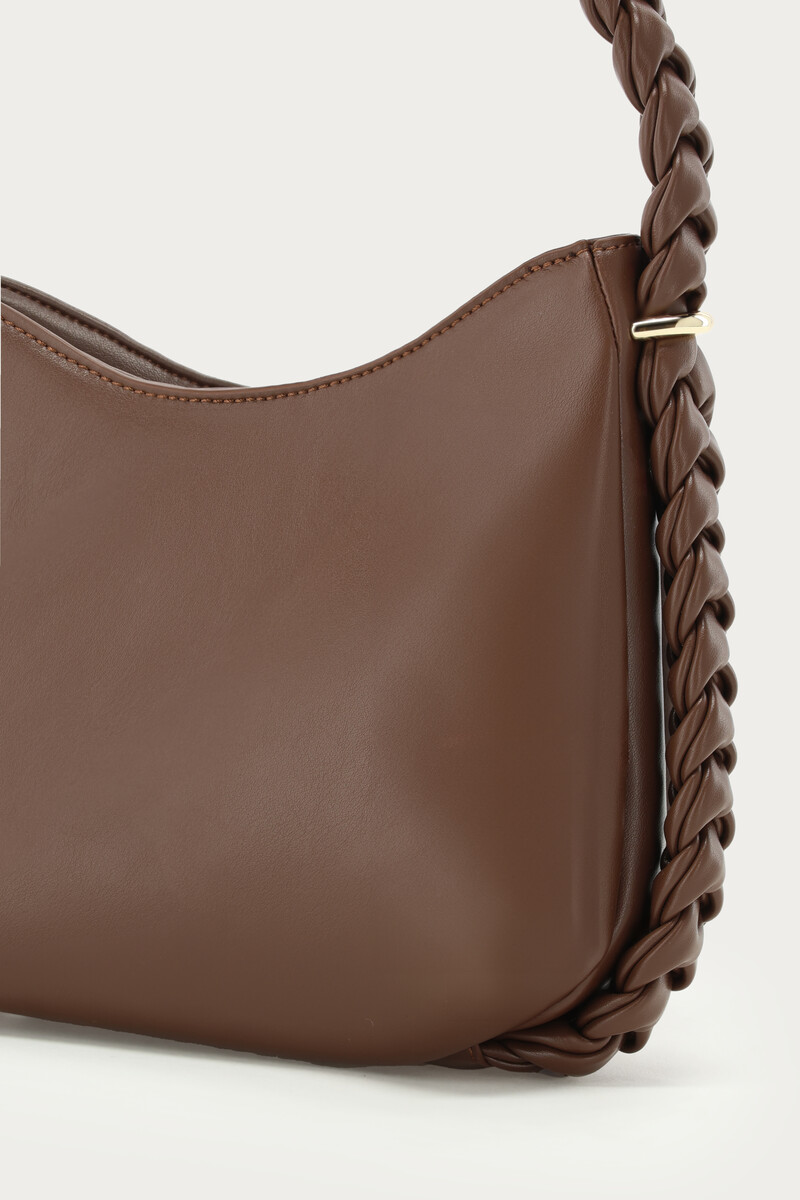 Brown shoulder bag with braided detail | My Jewellery