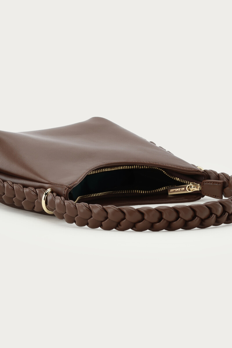 Brown shoulder bag with braided detail | My Jewellery