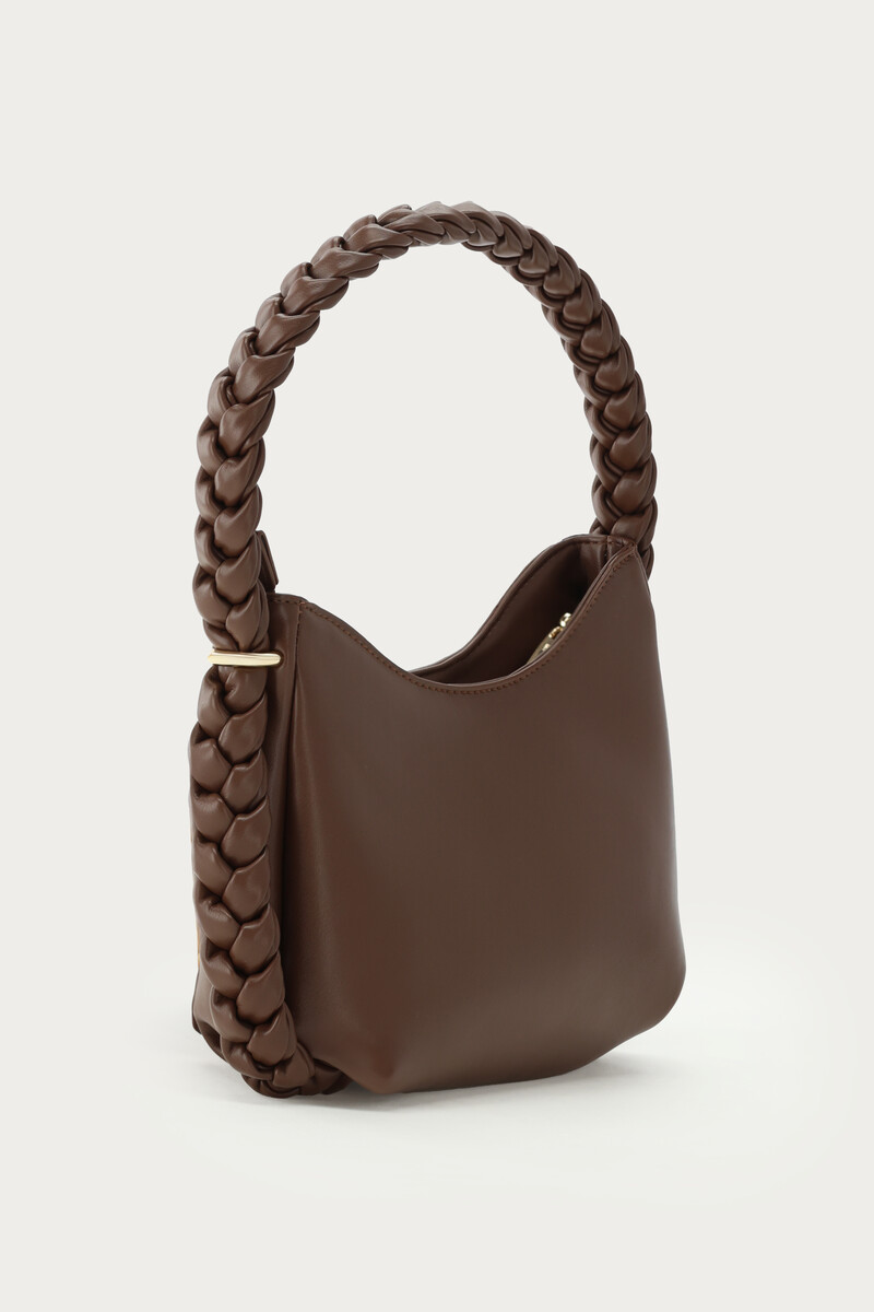 Brown shoulder bag with braided detail | My Jewellery