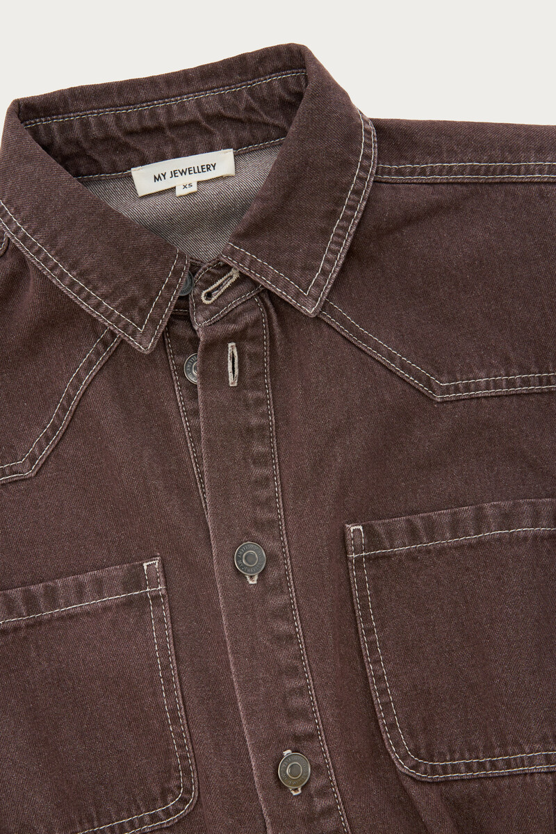 Brown sleeveless denim jumpsuit | My Jewellery