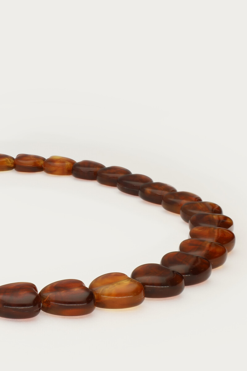 Brown narrow heart beaded necklace | My Jewellery