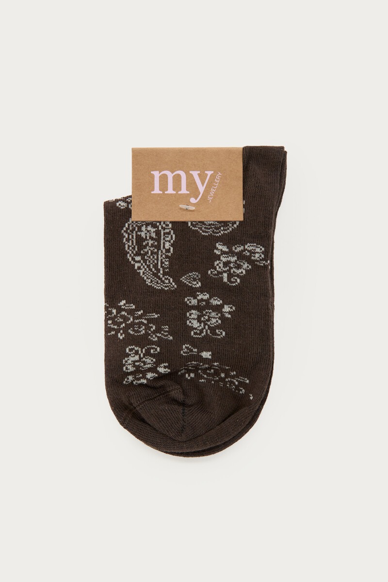 Brown socks with paisley print | My Jewellery