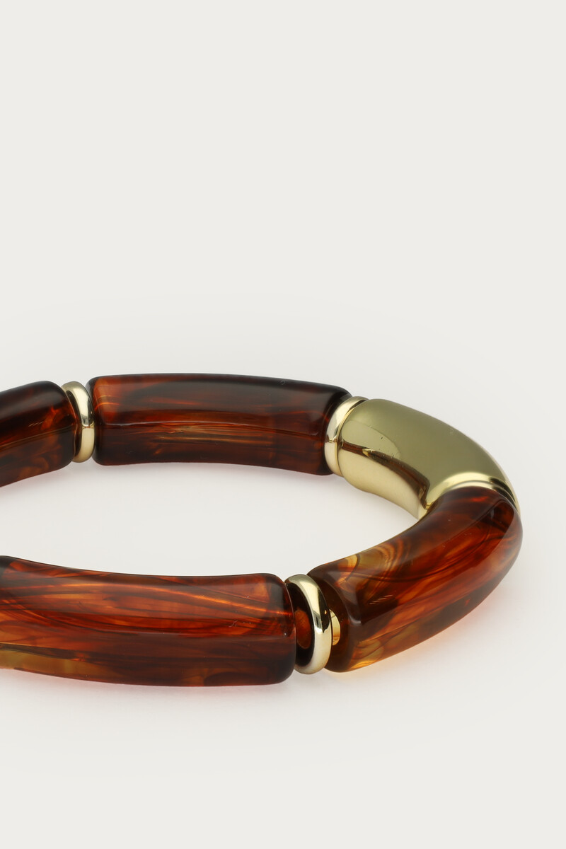 Brown statement elastic beaded bracelet | My Jewellery