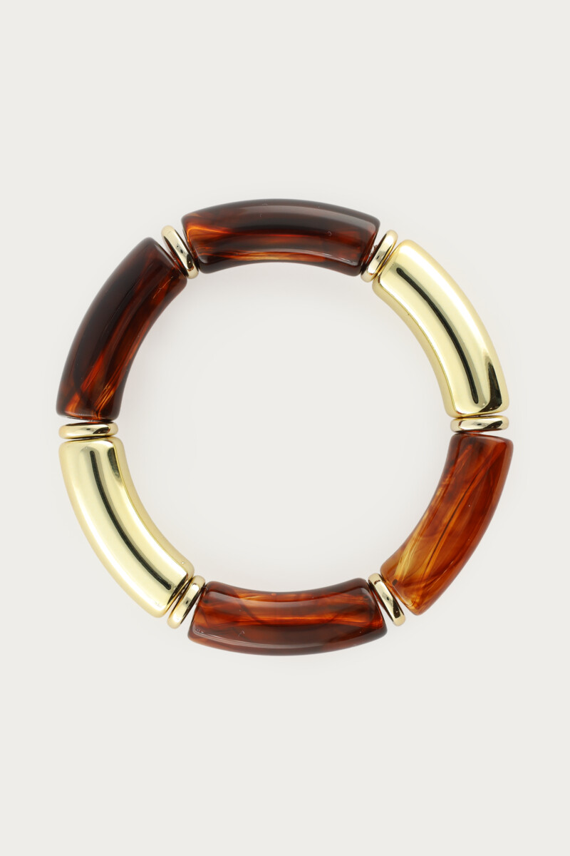 Brown statement elastic beaded bracelet