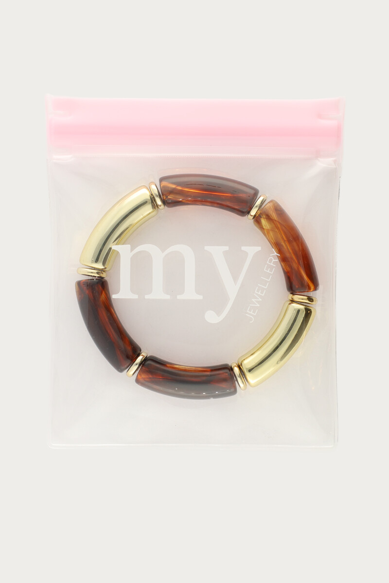 Brown statement elastic beaded bracelet | My Jewellery