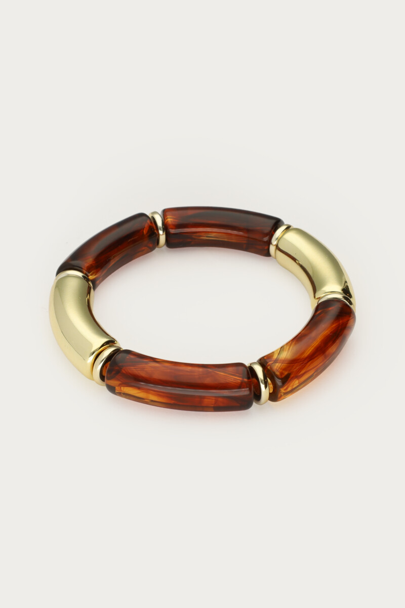 Brown statement elastic beaded bracelet | My Jewellery