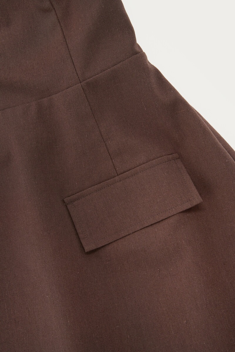 Brown Linen-Look Strapless Dress | My Jewellery