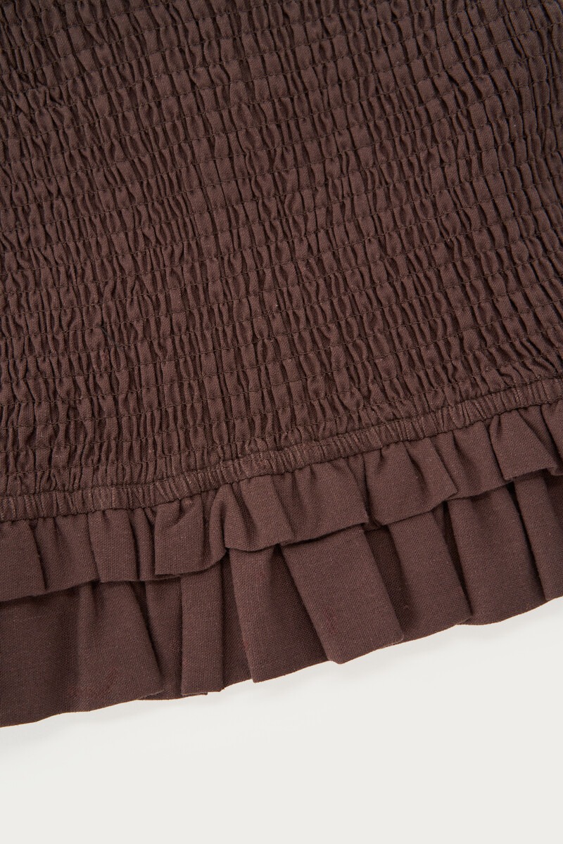 Brown strapless top with ruffles | My Jewellery
