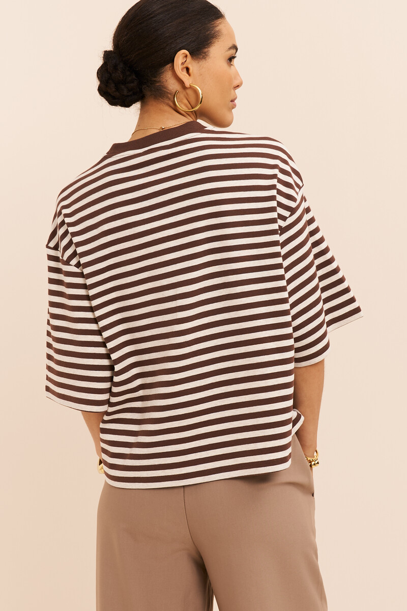 Brown striped boxy T-shirt | My Jewellery