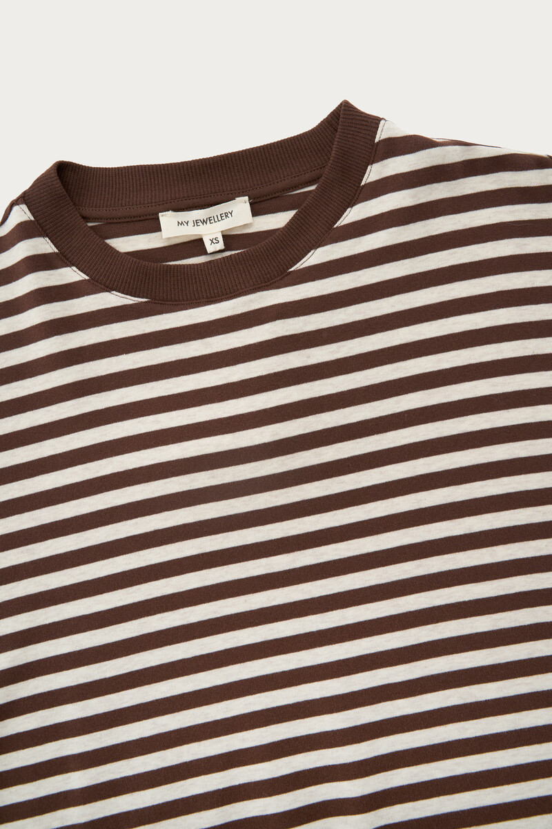 Brown striped boxy T-shirt | My Jewellery