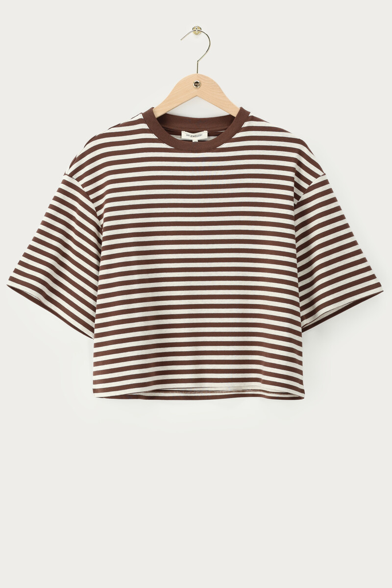 Brown striped boxy T-shirt | My Jewellery