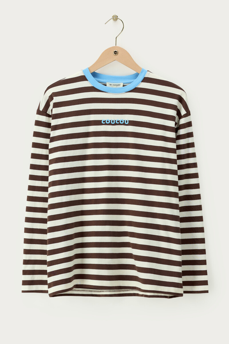 Brown striped long-sleeve T-shirt "CouCou" | My Jewellery