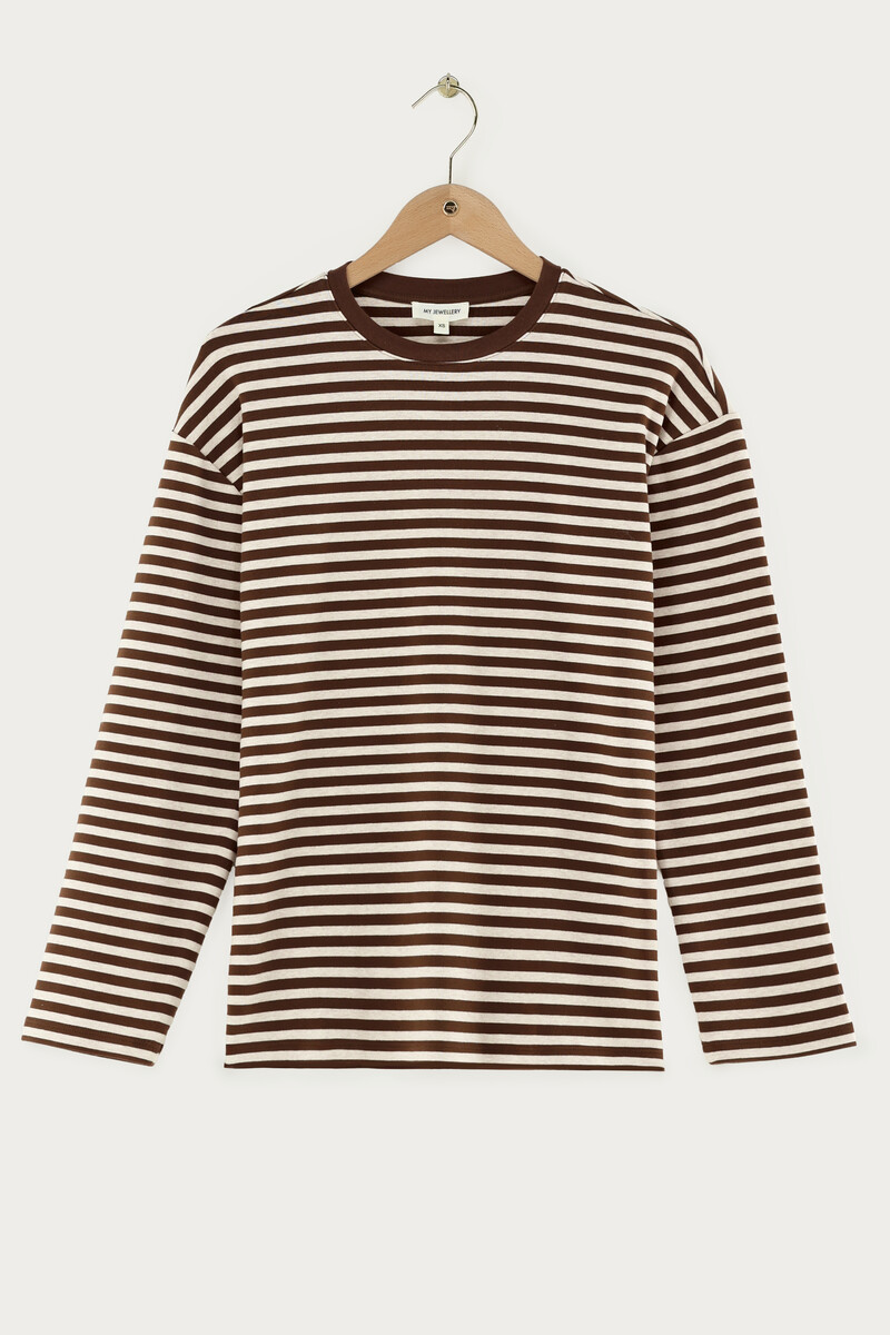 Brown striped T-shirt with long sleeves | My Jewellery