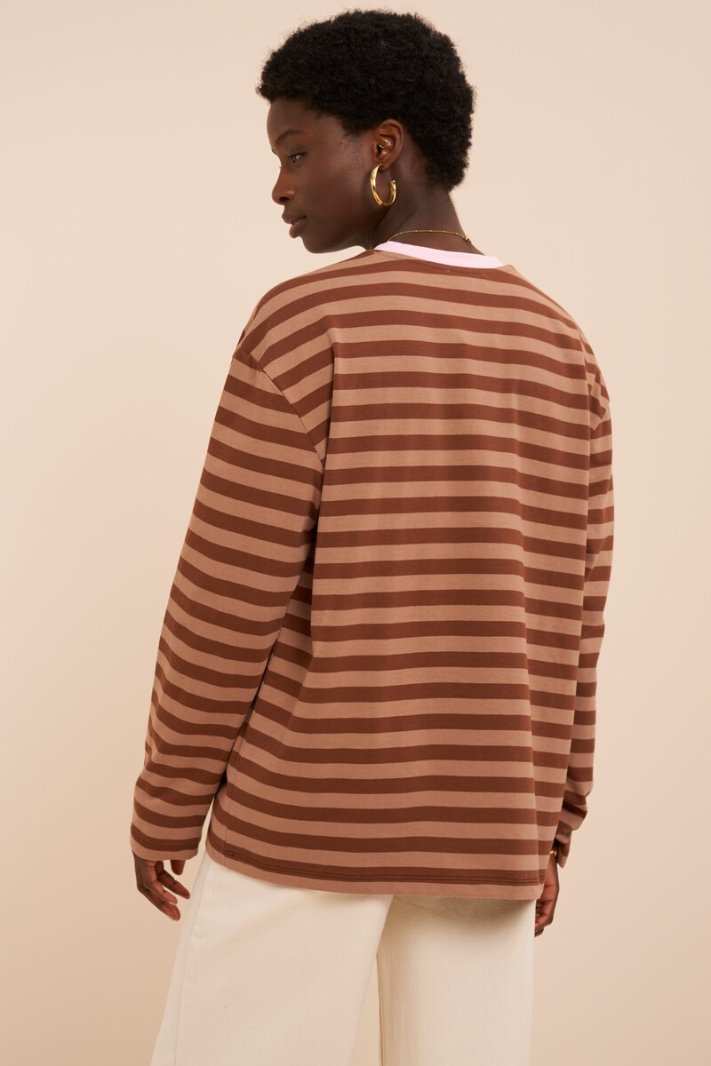 Brown striped long sleeve T-shirt 'CouCou' | My Jewellery