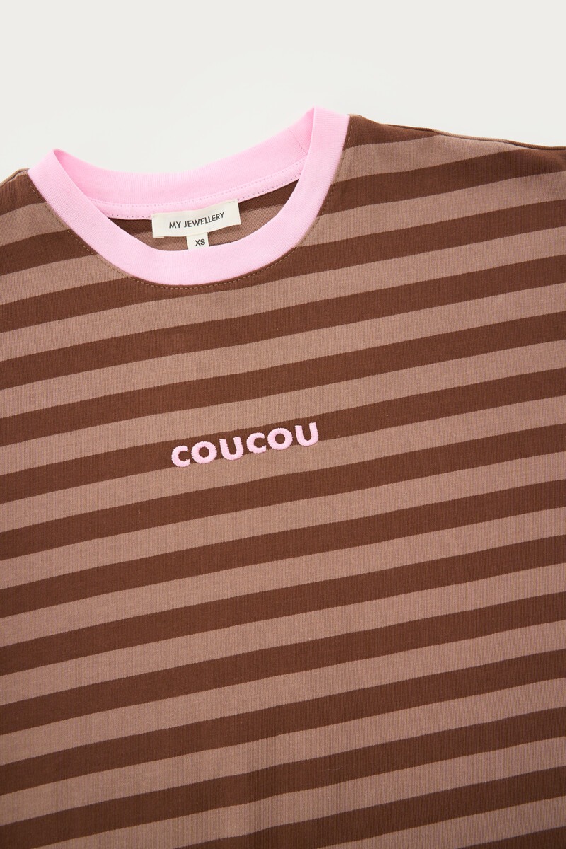 Brown striped long sleeve T-shirt 'CouCou' | My Jewellery