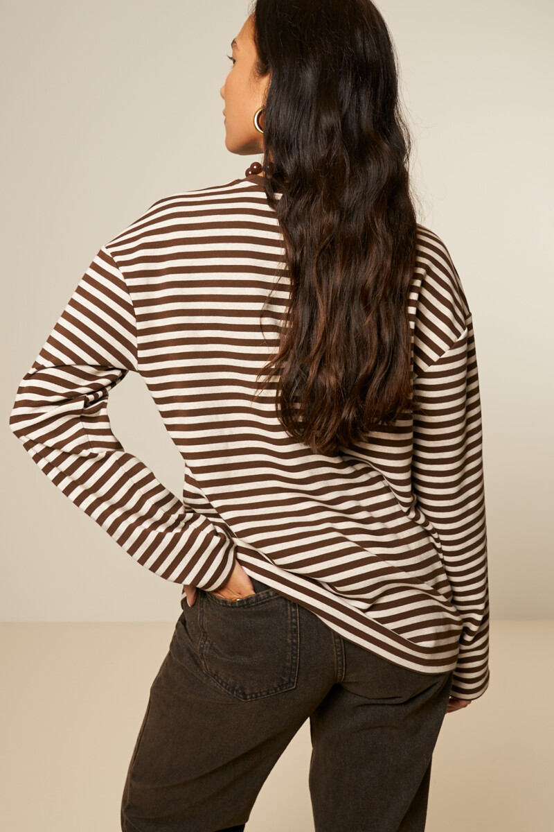 Brown striped T-shirt with long sleeves | My Jewellery