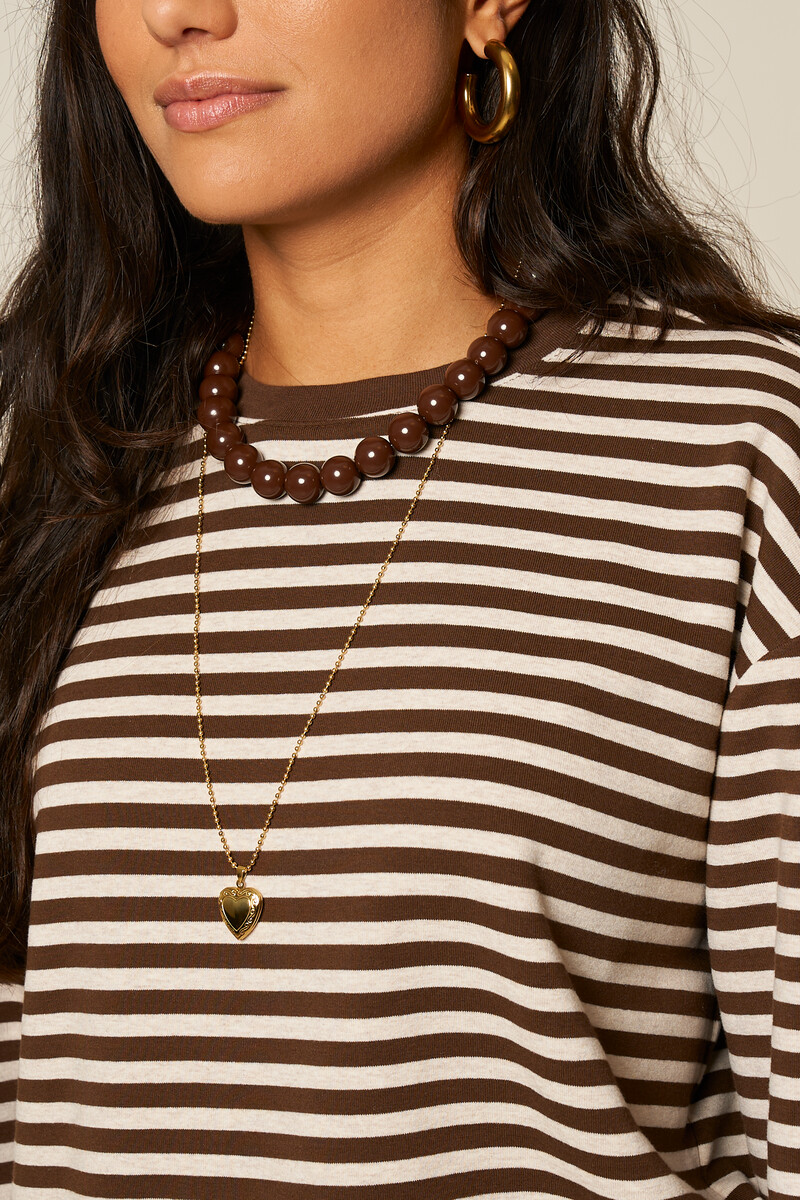 Brown striped T-shirt with long sleeves | My Jewellery
