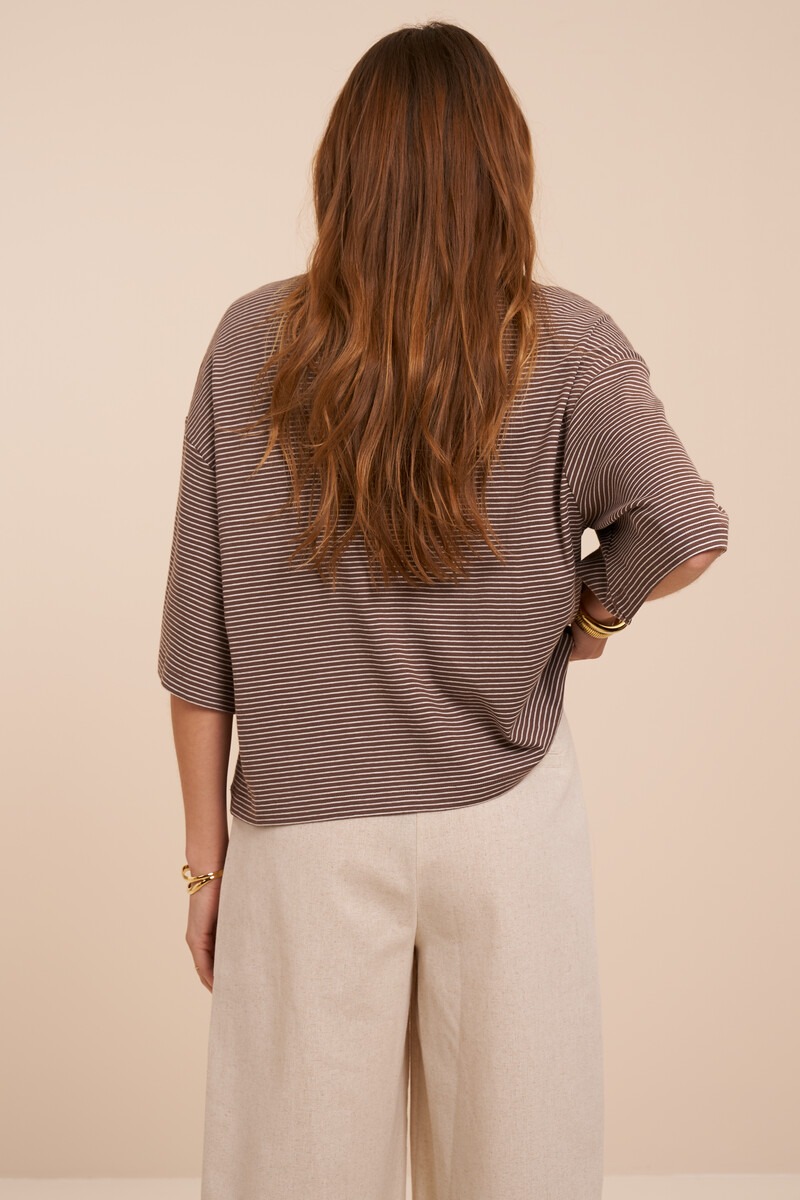 Brown striped T-shirt with scarf | My Jewellery