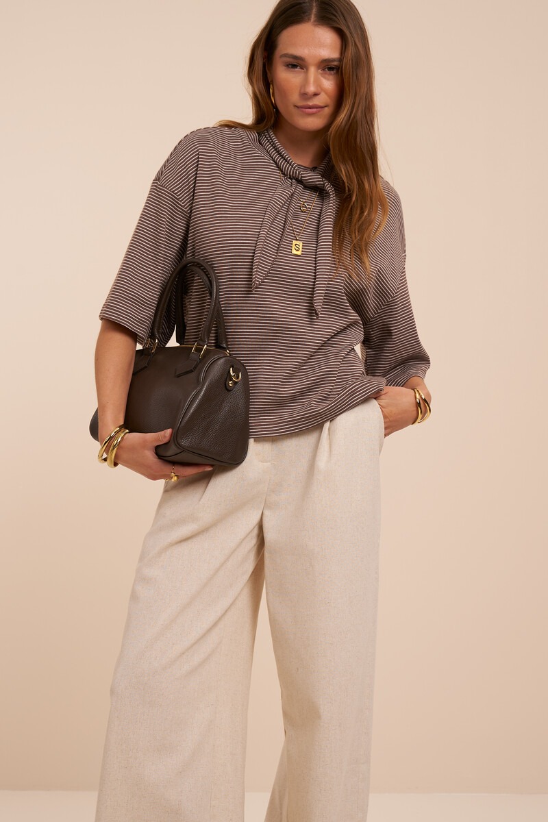 Brown striped T-shirt with scarf | My Jewellery