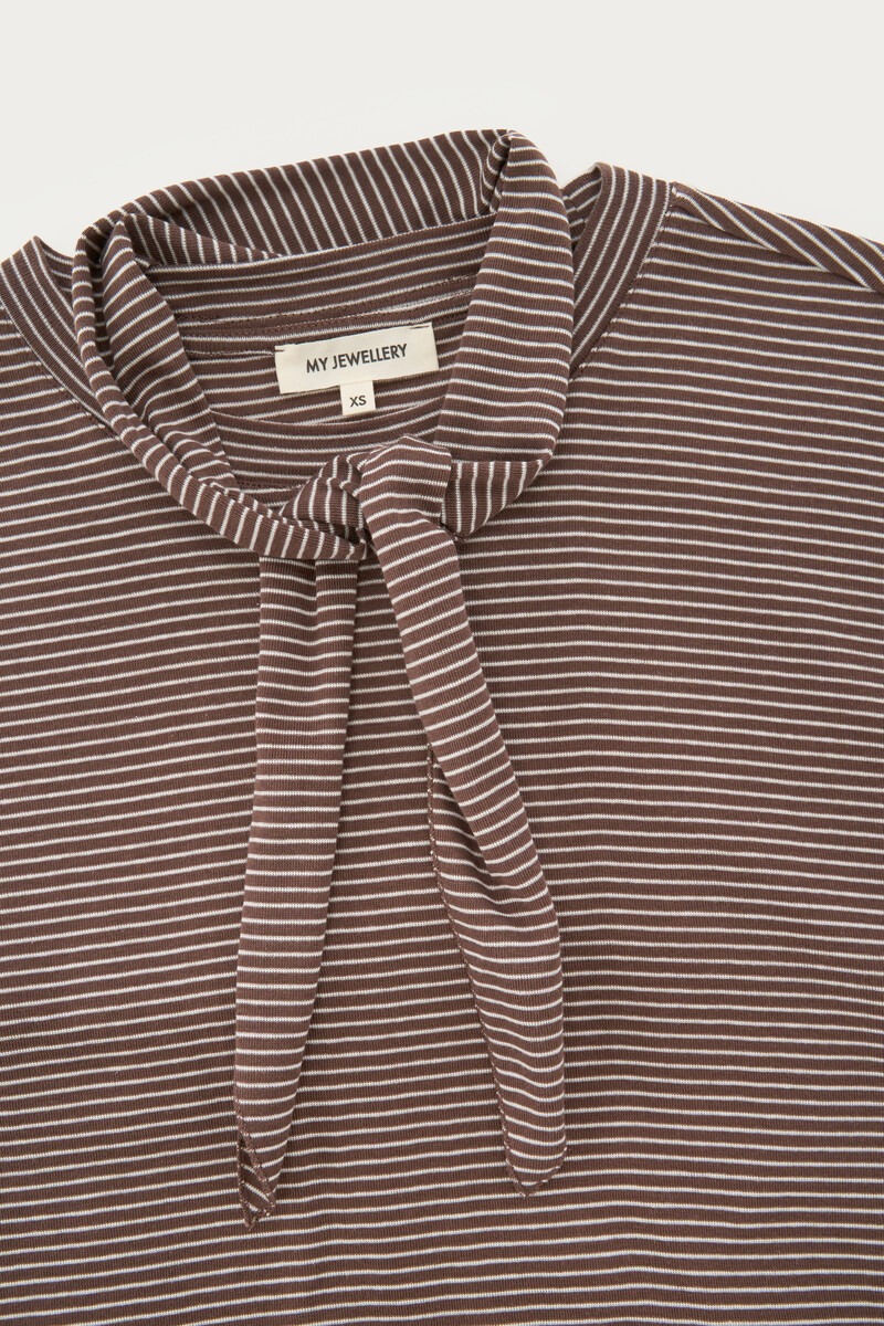 Brown striped T-shirt with scarf | My Jewellery