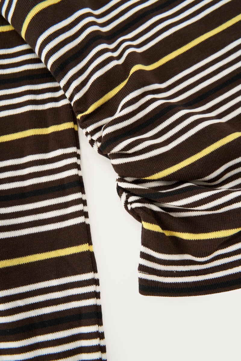 Brown striped top with gathering | My Jewellery