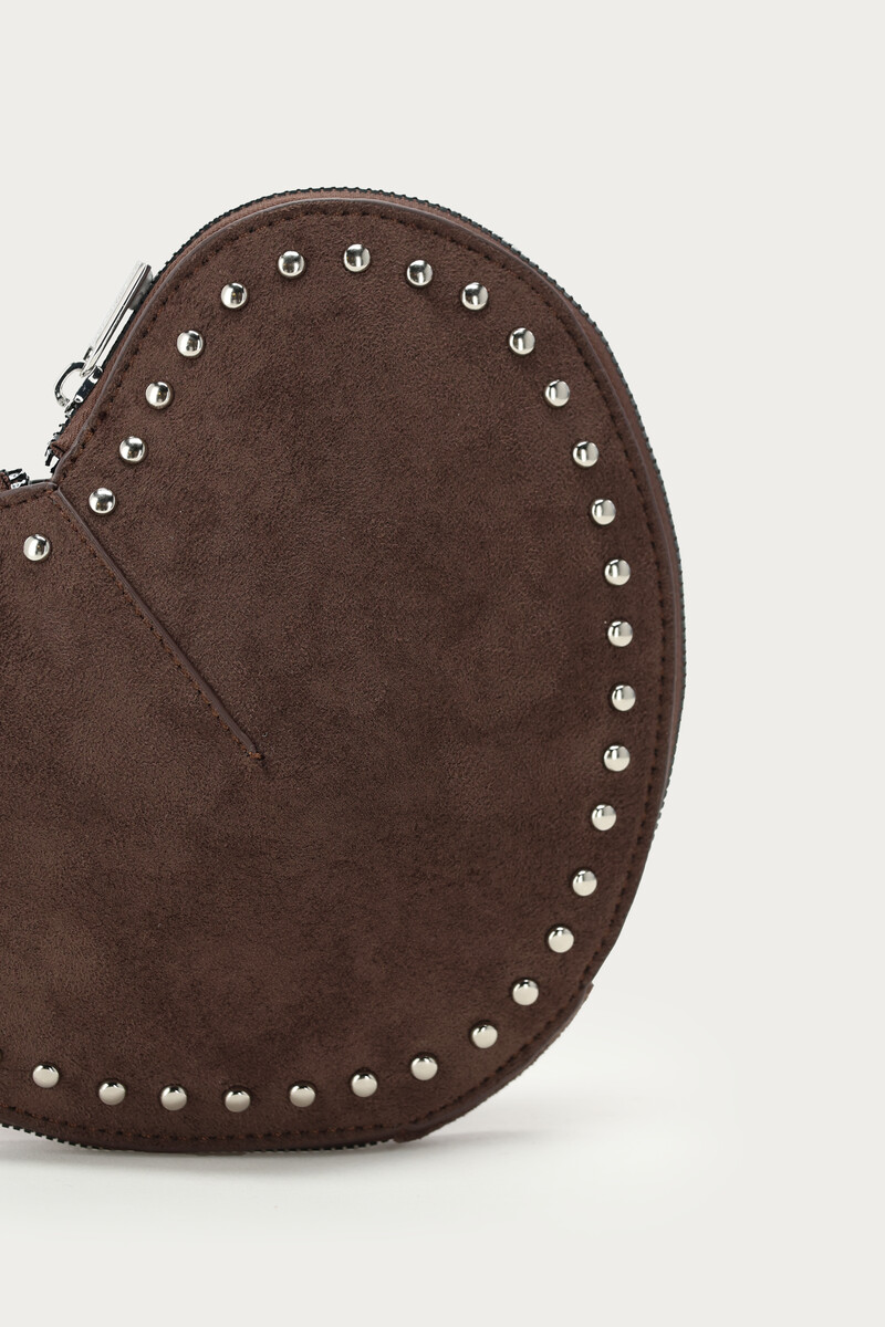 Brown hearts crossbody bag in suede look | My Jewellery