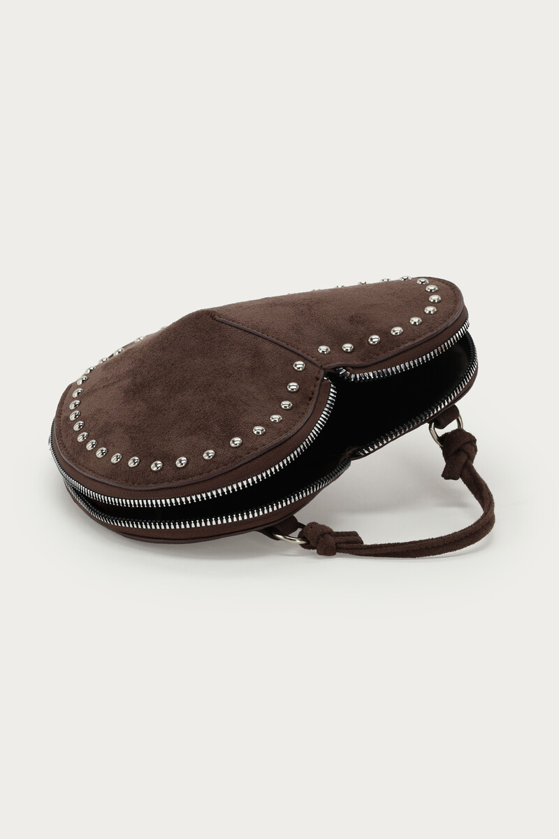 Brown hearts crossbody bag in suede look | My Jewellery