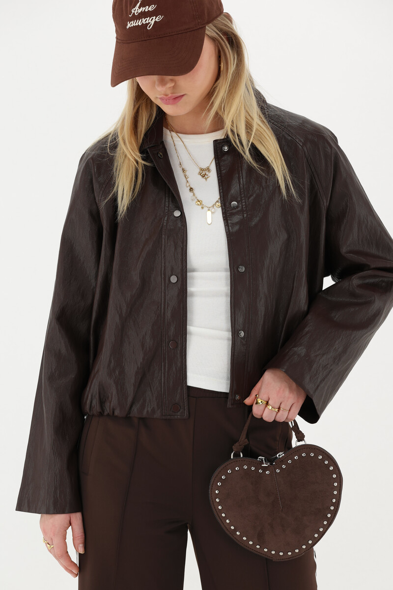 Brown hearts crossbody bag in suede look | My Jewellery