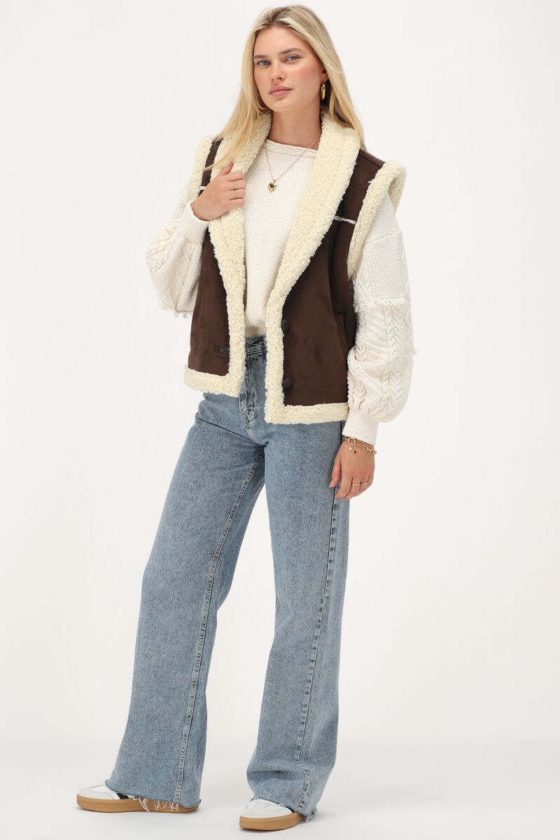 brown suede teddy gilet | My Jewellery