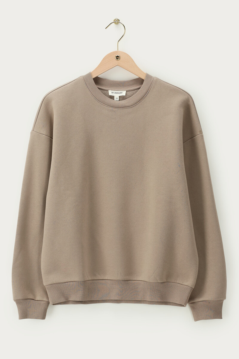 Brown sweatshirt with cow print “Muse” patch | My Jewellery