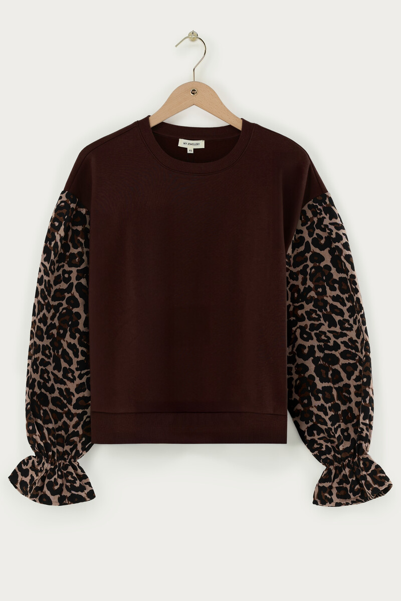 Brown sweater with panther print sleeves | My Jewellery