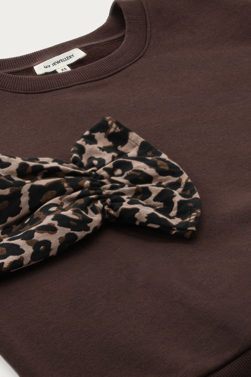 Brown sweater with panther print sleeves | My Jewellery