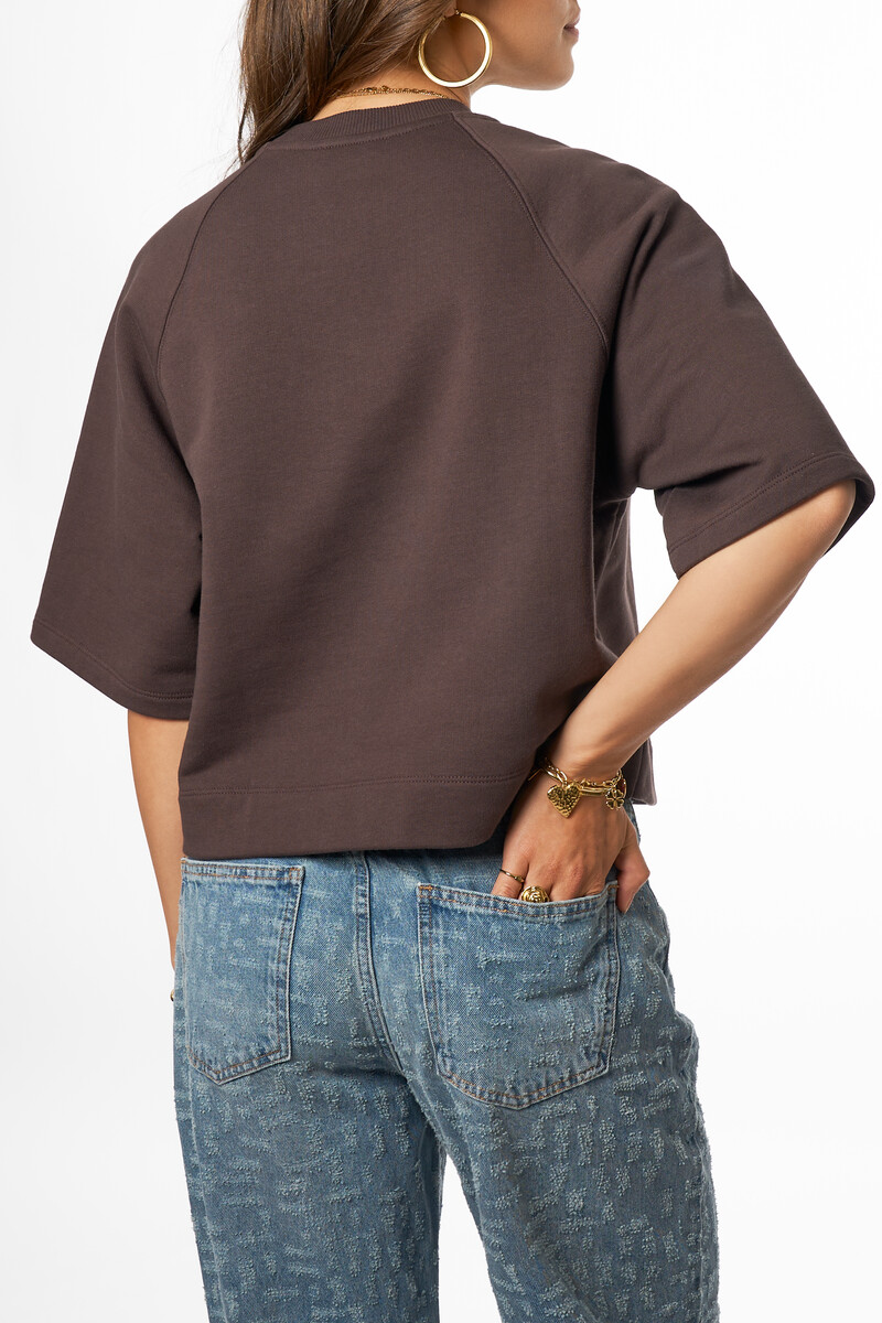 Brown sweater with short sleeves "New York" | My Jewellery