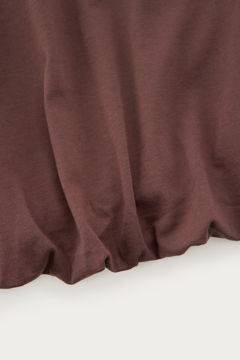 Brown T-shirt with gathered hem | My Jewellery