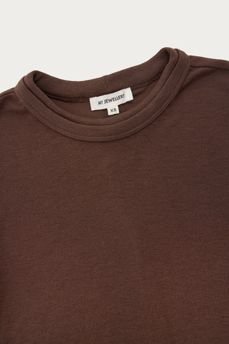 Brown cap Sleeve Tee with Details | My Jewellery