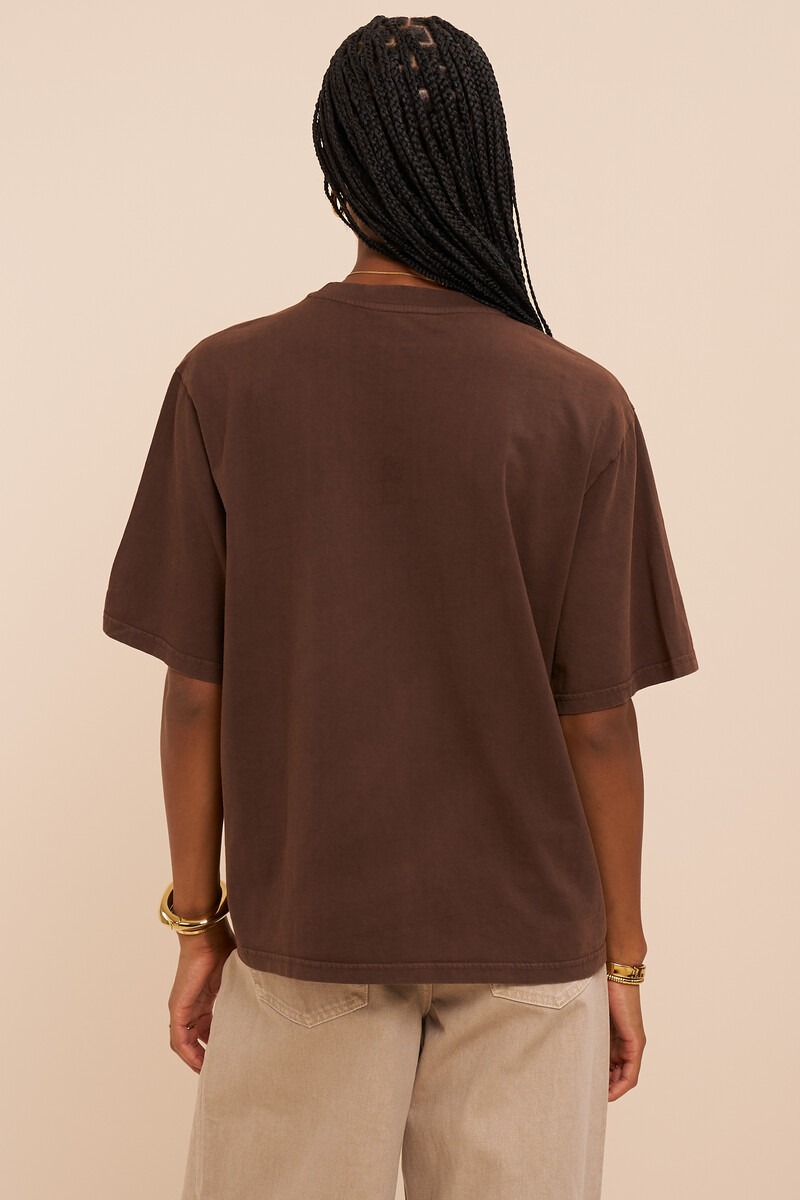 Brown T-shirt with embroidery and acid wash | My Jewellery