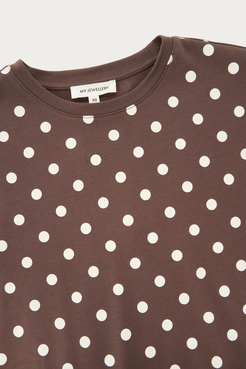 Brown Long Sleeve T-shirt with Polka Dots | My Jewellery