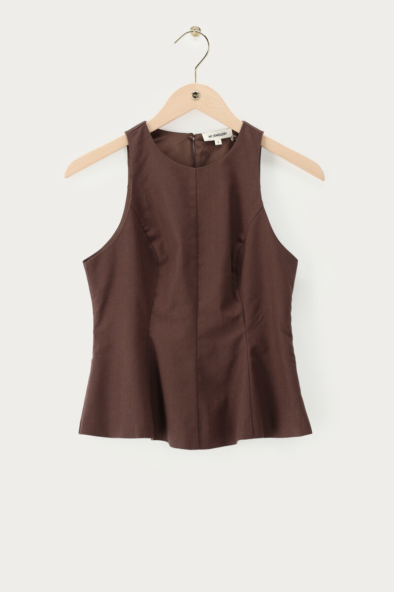 Brown tank top in linen look | My Jewellery