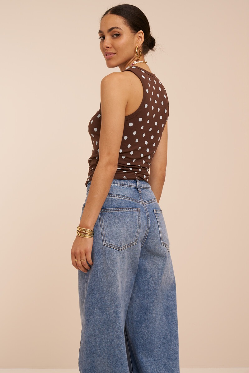 Brown tank top with polka dot | My Jewellery
