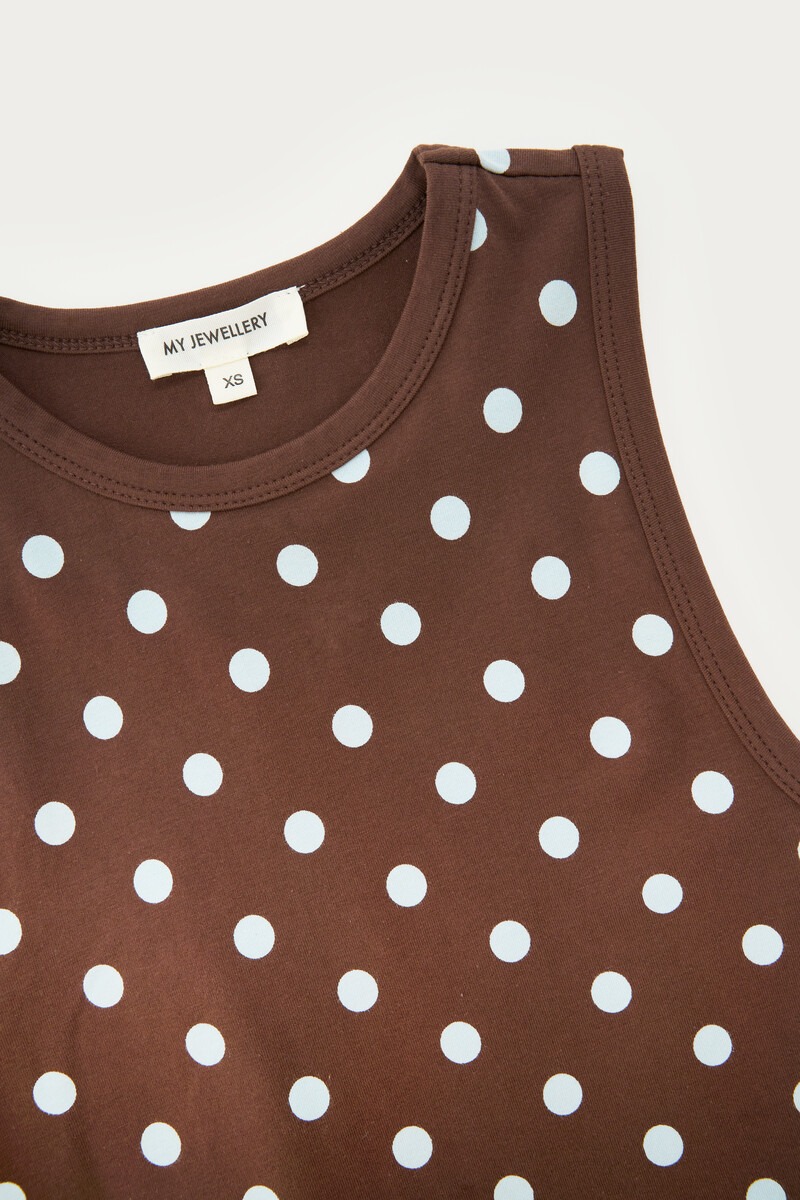 Brown tank top with polka dot | My Jewellery