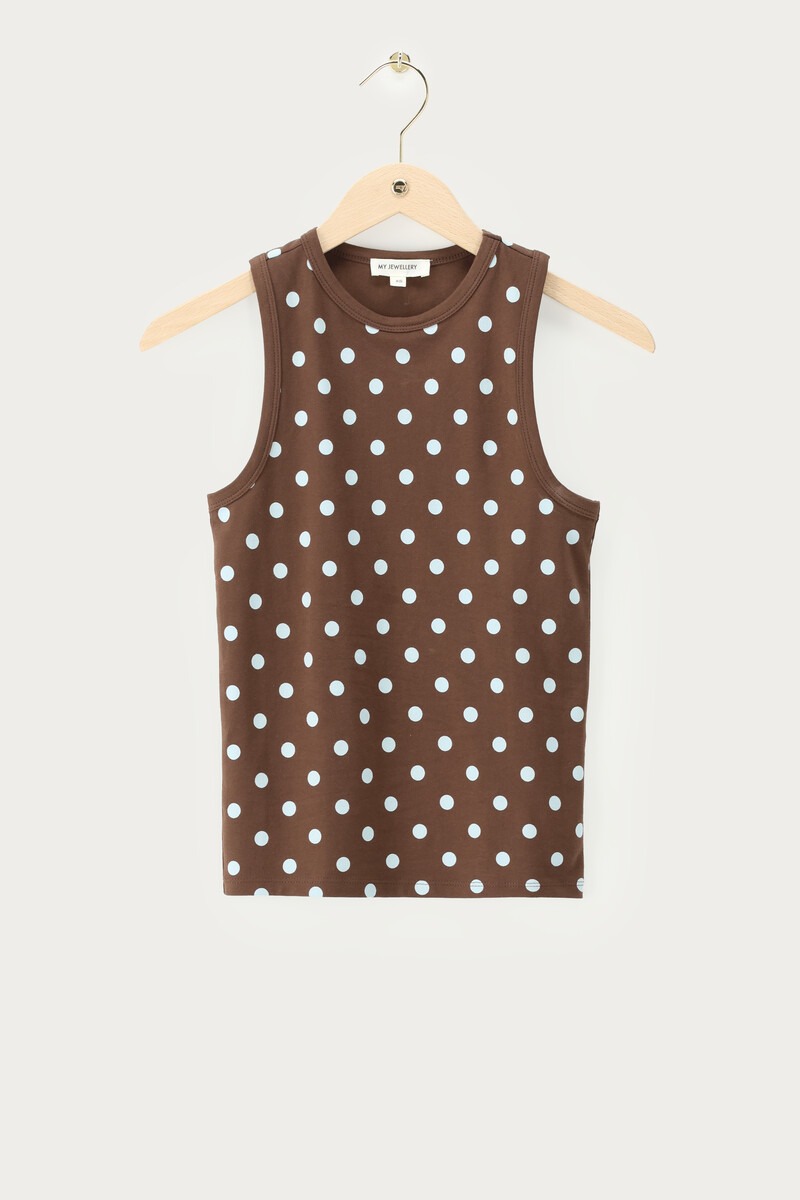 Brown tank top with polka dot | My Jewellery