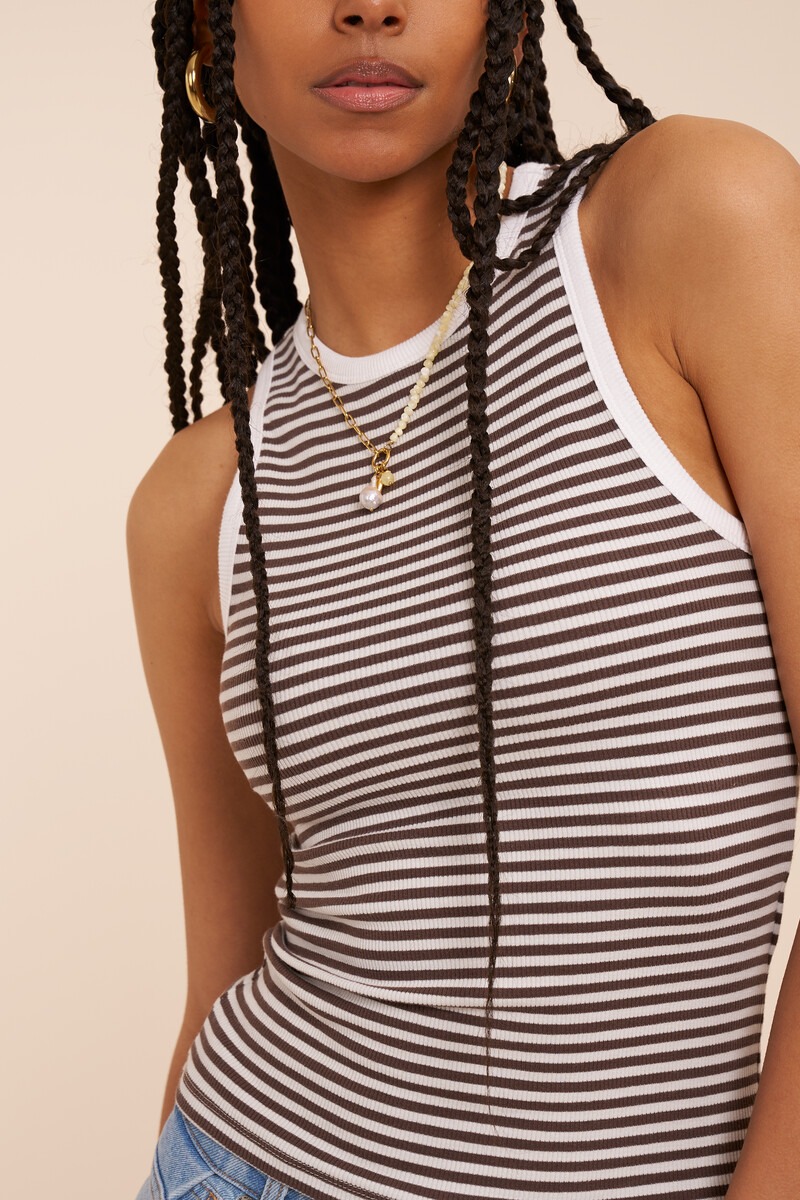 Brown tank top with stripes | My Jewellery