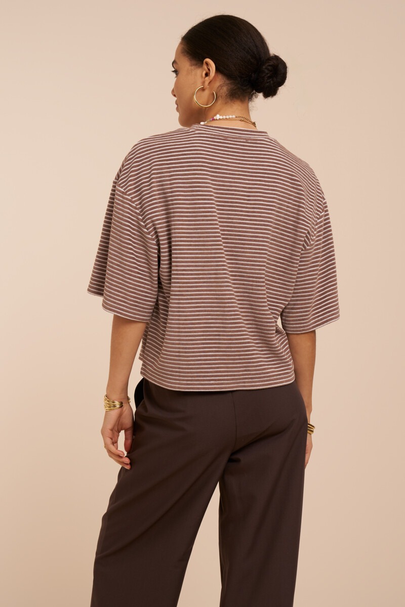 Brown terry T-shirt with stripes | My Jewellery