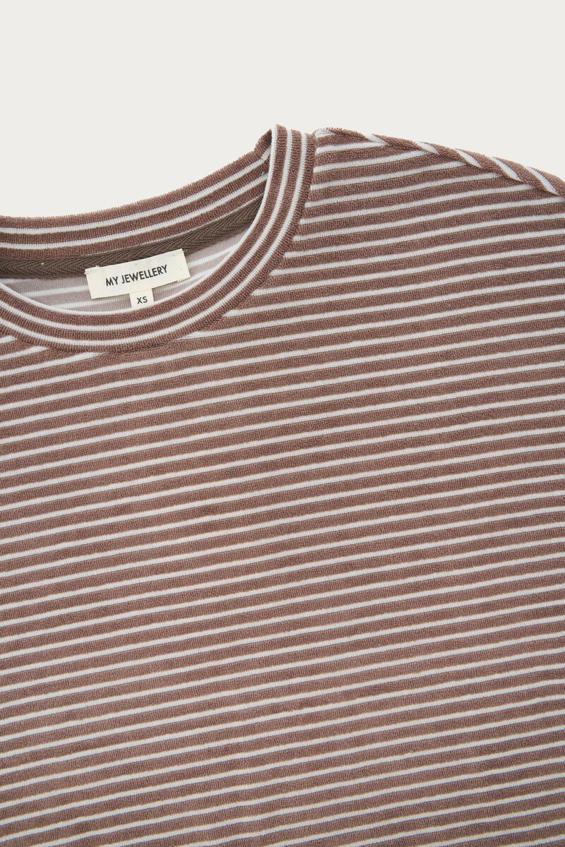 Brown terry T-shirt with stripes | My Jewellery