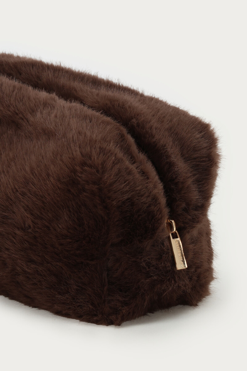 Brown Faux Fur Toiletry Bag | My Jewellery