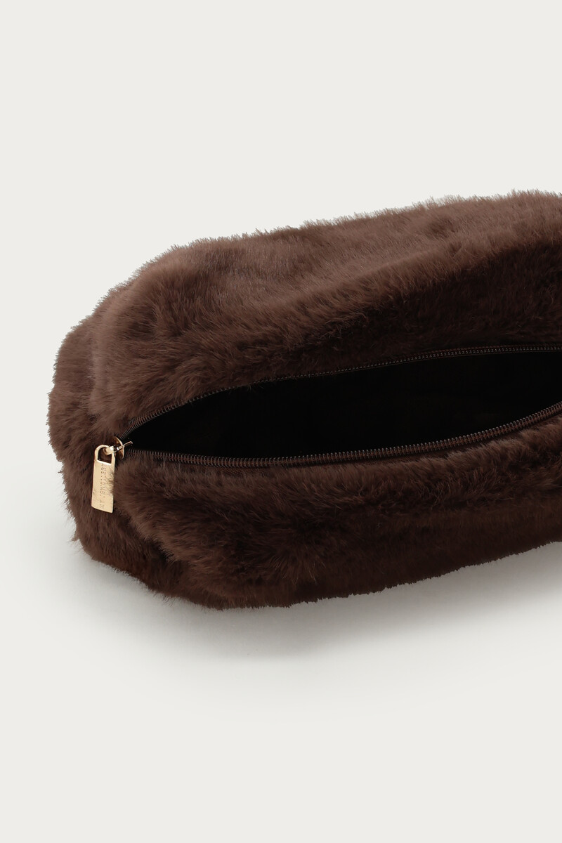 Brown Faux Fur Toiletry Bag | My Jewellery